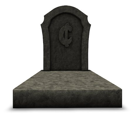 simsearch:400-06366826,k - gravestone with cent symbol on white background - 3d illustration Stock Photo - Budget Royalty-Free & Subscription, Code: 400-06640709