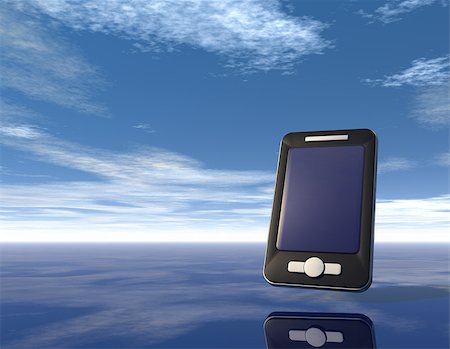 data security screens - smartphone under cloudy blue sky - 3d illustration Stock Photo - Budget Royalty-Free & Subscription, Code: 400-06640714