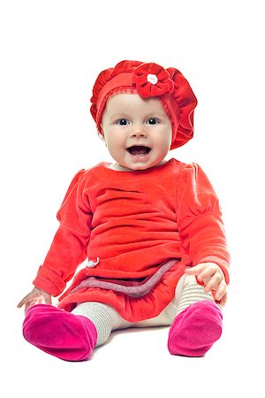simsearch:400-05130009,k - Baby girl in red dress and hat. Isolated on white Stock Photo - Budget Royalty-Free & Subscription, Code: 400-06641047