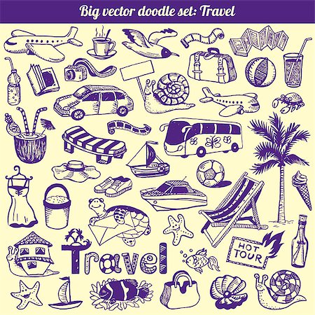 Travel Doodles Collection Vector Set Photographie de stock - Aubaine LD & Abonnement, Code: 400-06641088