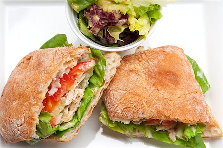 simsearch:400-06641159,k - italian ciabatta panini sandwich with chicken and tomato Foto de stock - Super Valor sin royalties y Suscripción, Código: 400-06641159