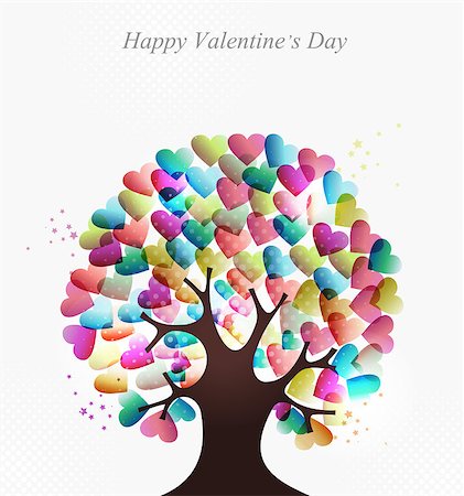 Love transparent hearts concept tree for Valentines day. EPS10 illustration with transparencies layered for easy manipulation and custom coloring. Stock Photo - Budget Royalty-Free & Subscription, Code: 400-06641309