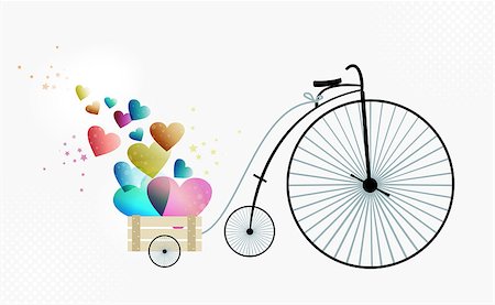 Valentine day vintage bike of love. EPS10 illustration with transparencies layered for easy manipulation and custom coloring. Stock Photo - Budget Royalty-Free & Subscription, Code: 400-06641310
