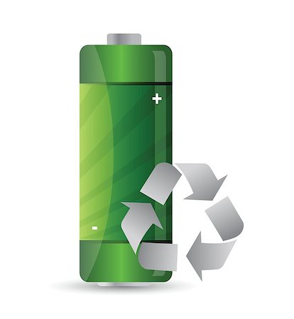 recharging batteries symbol - battery with recycle sign illustration design over white Stock Photo - Budget Royalty-Free & Subscription, Code: 400-06641321