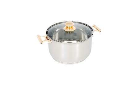 simsearch:400-06914473,k - Stainless steel cooking pot isolated on white Foto de stock - Royalty-Free Super Valor e Assinatura, Número: 400-06641507
