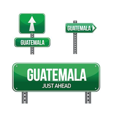 guatemala Country road sign illustration design over white Stock Photo - Budget Royalty-Free & Subscription, Code: 400-06641582