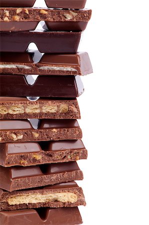 Frame of Various Chocolate Blocks close up isolated on white background Stock Photo - Budget Royalty-Free & Subscription, Code: 400-06641632