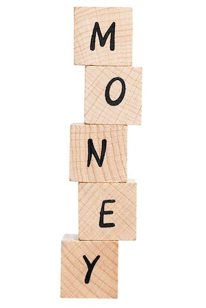 swellphotography (artist) - Money spelled out using wooden blocks. White background. Stock Photo - Budget Royalty-Free & Subscription, Code: 400-06641992