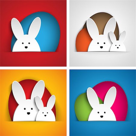 simsearch:400-06638864,k - Vector - Happy Easter Rabbit Bunny on Orange Background Stock Photo - Budget Royalty-Free & Subscription, Code: 400-06642705