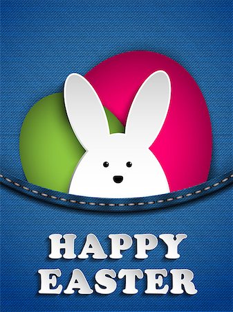 easter humour - Vector - Happy Easter Rabbit Bunny in Jeans Pocket Stock Photo - Budget Royalty-Free & Subscription, Code: 400-06642703