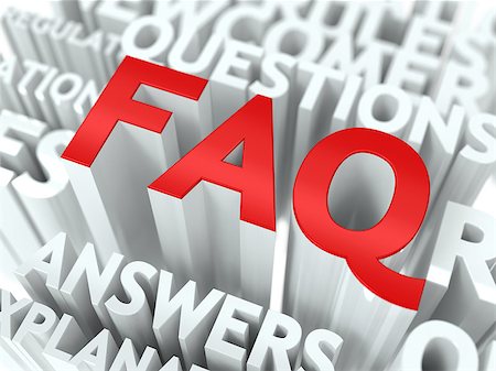 FAQ Concept. The Word of Red Color Located over Text of White Color. Stock Photo - Budget Royalty-Free & Subscription, Code: 400-06642856
