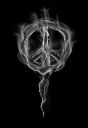simsearch:400-06421940,k - smoke makes the shape of pacific symbol  on black background Foto de stock - Royalty-Free Super Valor e Assinatura, Número: 400-06643080
