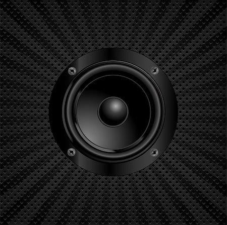 stereo speaker - Sound speaker on black radial background Stock Photo - Budget Royalty-Free & Subscription, Code: 400-06643202