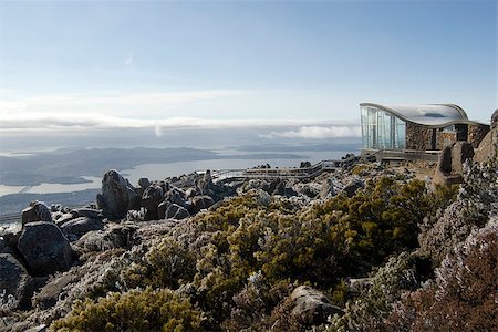 Mount Wellington Observatory or lookout for sightseeing on top of Mount Wellington overlooking the town of Hobart in Tasmania Stock Photo - Budget Royalty-Free & Subscription, Code: 400-06643232