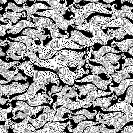 simsearch:400-06694586,k - Graphical abstract seamless pattern of waves on a black background Foto de stock - Super Valor sin royalties y Suscripción, Código: 400-06643741
