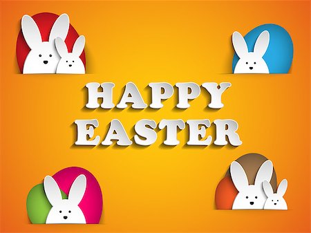 simsearch:400-06638864,k - Vector - Happy Easter Rabbit Bunny on Orange Background Stock Photo - Budget Royalty-Free & Subscription, Code: 400-06643865