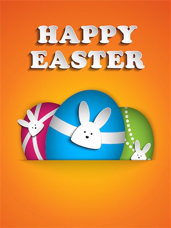 simsearch:400-06638864,k - Vector - Happy Easter Rabbit Bunny on Orange Background Stock Photo - Budget Royalty-Free & Subscription, Code: 400-06643861