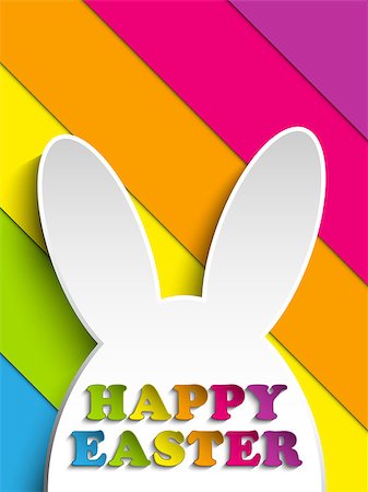 simsearch:400-06638864,k - Vector - Happy Easter Rabbit Bunny on Rainbow Background Stock Photo - Budget Royalty-Free & Subscription, Code: 400-06643862