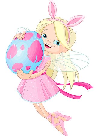 rabbit ears clipart - Cute little Fairy flying with Easter Egg Stock Photo - Budget Royalty-Free & Subscription, Code: 400-06643949