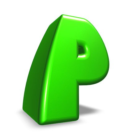 simsearch:400-06562686,k - green letter p on white background - 3d illustration Stock Photo - Budget Royalty-Free & Subscription, Code: 400-06643940