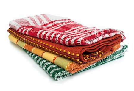 simsearch:400-04799995,k - Colorful kitchen towels white isolated studio shot Stock Photo - Budget Royalty-Free & Subscription, Code: 400-06643998