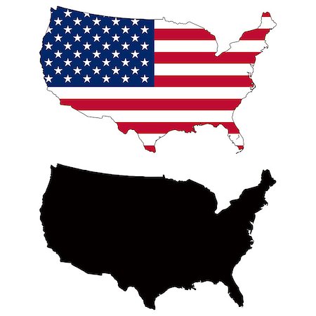 shape map americas - Vector illustration map and flag of United States. Stock Photo - Budget Royalty-Free & Subscription, Code: 400-06685761