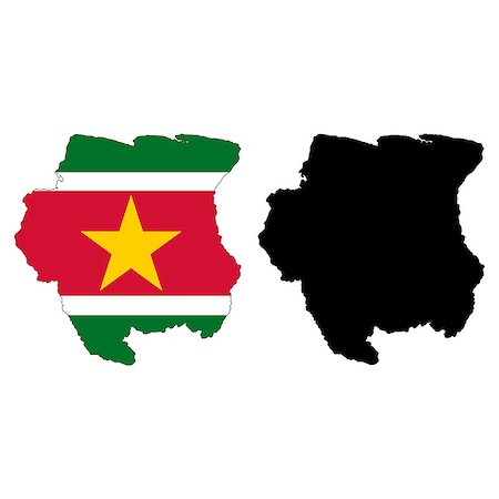 suriname - Vector illustration map and flag of Suriname. Photographie de stock - Aubaine LD & Abonnement, Code: 400-06685774