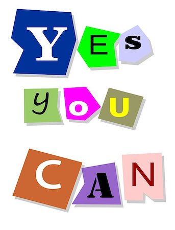 photoestelar (artist) - Yes you can - motivational slogan collage text of isolated words in paper cuts. Stock Photo - Budget Royalty-Free & Subscription, Code: 400-06685787