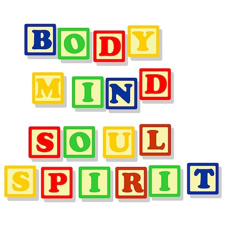 photoestelar (artist) - Conceptuals texts, body, mind, soul, spirit in different colors block, isolated on white. Stock Photo - Budget Royalty-Free & Subscription, Code: 400-06685781