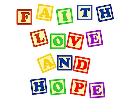 photoestelar (artist) - Biblical, spiritual or metaphysical reminder - faith, hope and love in various colour blocks, isolated on white. Stock Photo - Budget Royalty-Free & Subscription, Code: 400-06685782