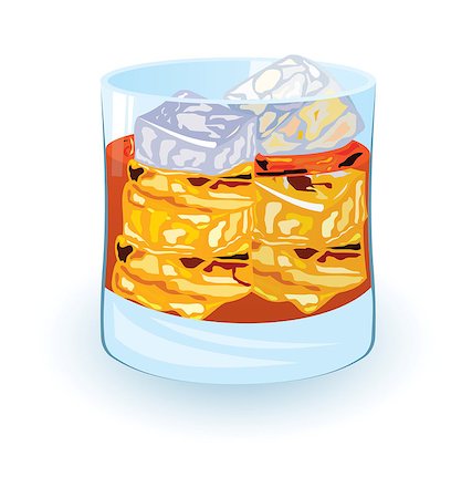 Vector illustration of scotch on rocks cocktail on night disco background Stock Photo - Budget Royalty-Free & Subscription, Code: 400-06685804