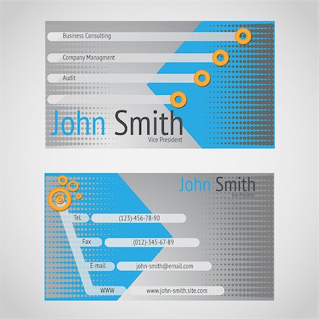 Standart 90 x 50 mm business card with cyen and gray colors. Stock Photo - Budget Royalty-Free & Subscription, Code: 400-06685984