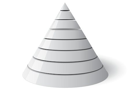 simsearch:400-06514701,k - Eight level conical shape, easily customizable from 1 to 8 slices. The cone is white with a shadow on the floor Stock Photo - Budget Royalty-Free & Subscription, Code: 400-06686036