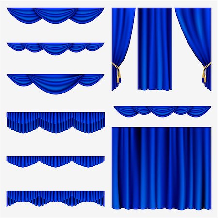 Set of blue curtains to theater stage. Mesh. Stock Photo - Budget Royalty-Free & Subscription, Code: 400-06686094