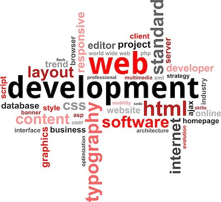 A word cloud of web development related items Photographie de stock - Aubaine LD & Abonnement, Code: 400-06686118