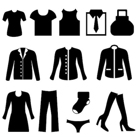 Clothes icon set in black Stock Photo - Budget Royalty-Free & Subscription, Code: 400-06686145