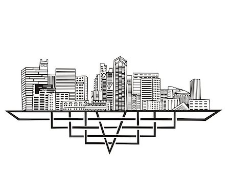 simsearch:400-06686308,k - San Diego, CA Skyline. Black and white vector illustration EPS 8. Photographie de stock - Aubaine LD & Abonnement, Code: 400-06686318