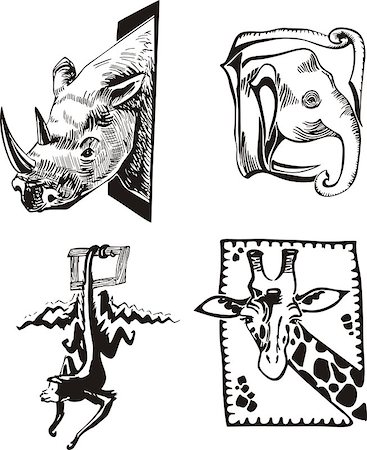 Sketches of African wild animals. Vector set. Stock Photo - Budget Royalty-Free & Subscription, Code: 400-06686335