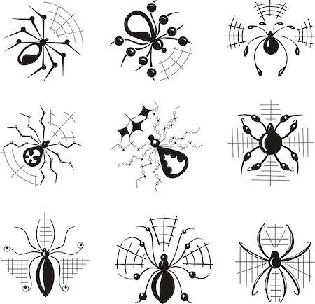 Vector set of decorative dingbats with spiders Stock Photo - Budget Royalty-Free & Subscription, Code: 400-06686340