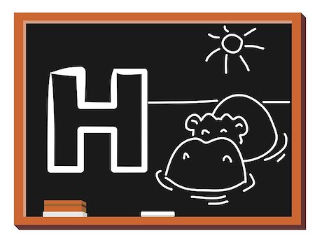 photoestelar (artist) - Illustration of alphabet letter H with a cute little Hippopotamus on water on blackboard. H is for Hippo. Stock Photo - Budget Royalty-Free & Subscription, Code: 400-06686679