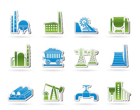 Heavy industry icons - vector icon set Stock Photo - Budget Royalty-Free & Subscription, Code: 400-06686706