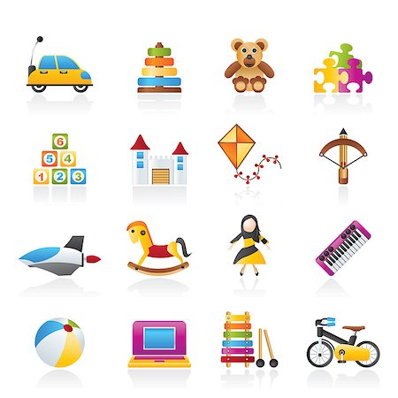 different kind of toys icons - vector icon set Stock Photo - Budget Royalty-Free & Subscription, Code: 400-06686700