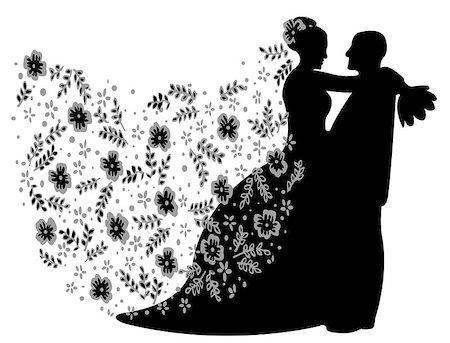 just married couple silhouette, vector Stock Photo - Budget Royalty-Free & Subscription, Code: 400-06686712