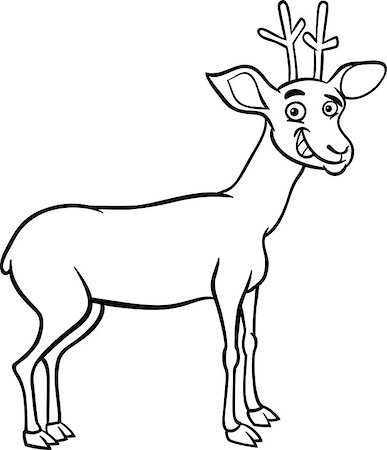 simsearch:400-08787863,k - Black and White Cartoon Illustration of Funny Wild Deer Animal for Coloring Book Photographie de stock - Aubaine LD & Abonnement, Code: 400-06686750