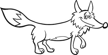 simsearch:400-08919086,k - Black and White Cartoon Illustration of Funny Wild Fox Animal for Coloring Book Stock Photo - Budget Royalty-Free & Subscription, Code: 400-06686752