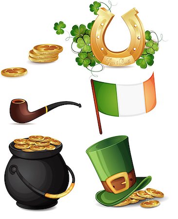 Saint Patrick's Day symbols isolated on white Stock Photo - Budget Royalty-Free & Subscription, Code: 400-06686761