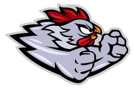 simsearch:400-08833742,k - Fighting rooster cartoon character isolated on white Stock Photo - Budget Royalty-Free & Subscription, Code: 400-06686772
