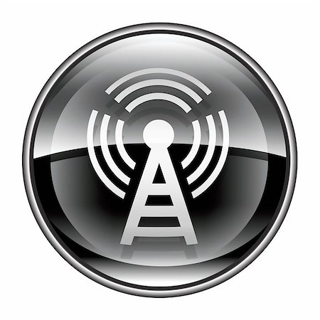 simsearch:400-07570955,k - WI-FI tower icon black, isolated on white background Stock Photo - Budget Royalty-Free & Subscription, Code: 400-06686847