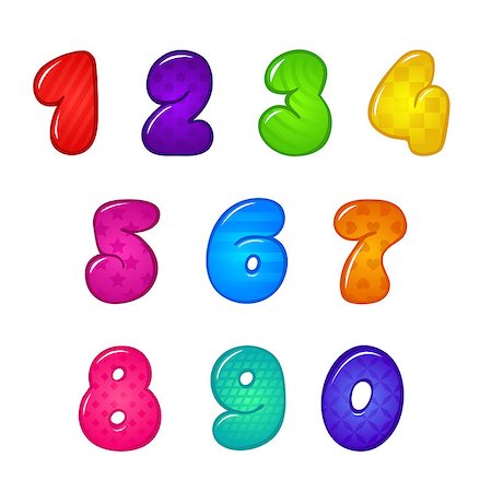 Set of cartoon colorful numbers Stock Photo - Budget Royalty-Free & Subscription, Code: 400-06687366