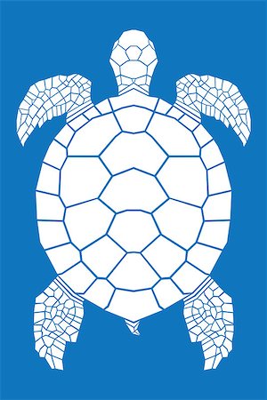 Sea turtle on blue background, illustration. Stock Photo - Budget Royalty-Free & Subscription, Code: 400-06687381